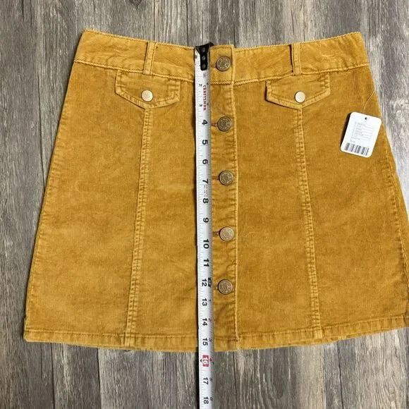 Urban Outfitters BDG Size Small Snap Front Mini Skirt A-Line Mustard Boho - Picture 5 of 10